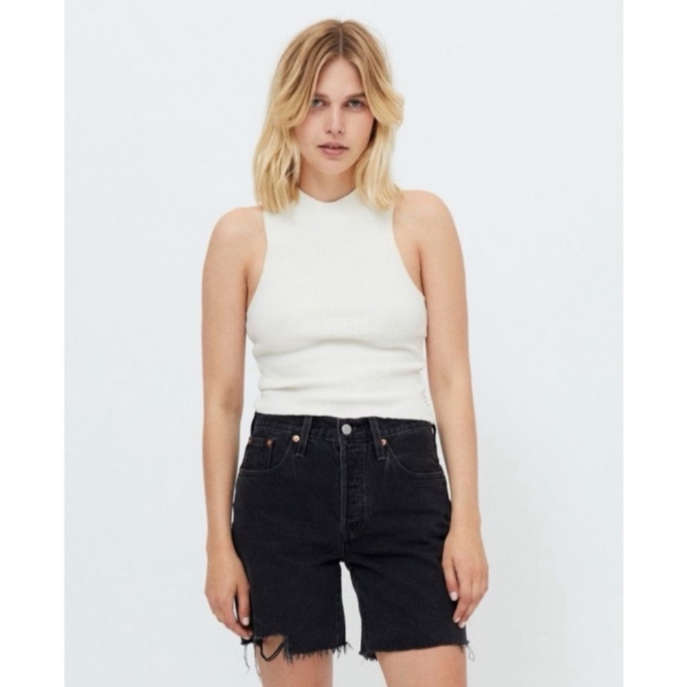 UO BDG Waffle Racerback Tank Top Cream